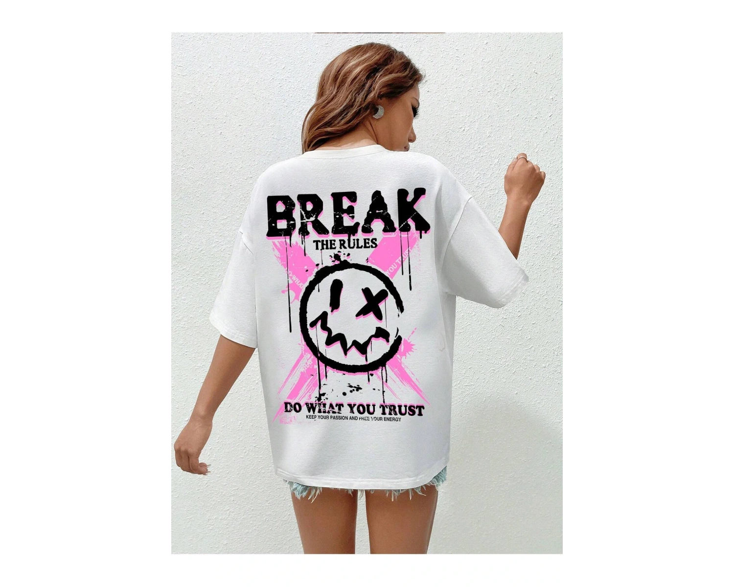 Karikatür ve Grafik tasarım Oversize T-shirt Cartoon/Letter serisi kod308