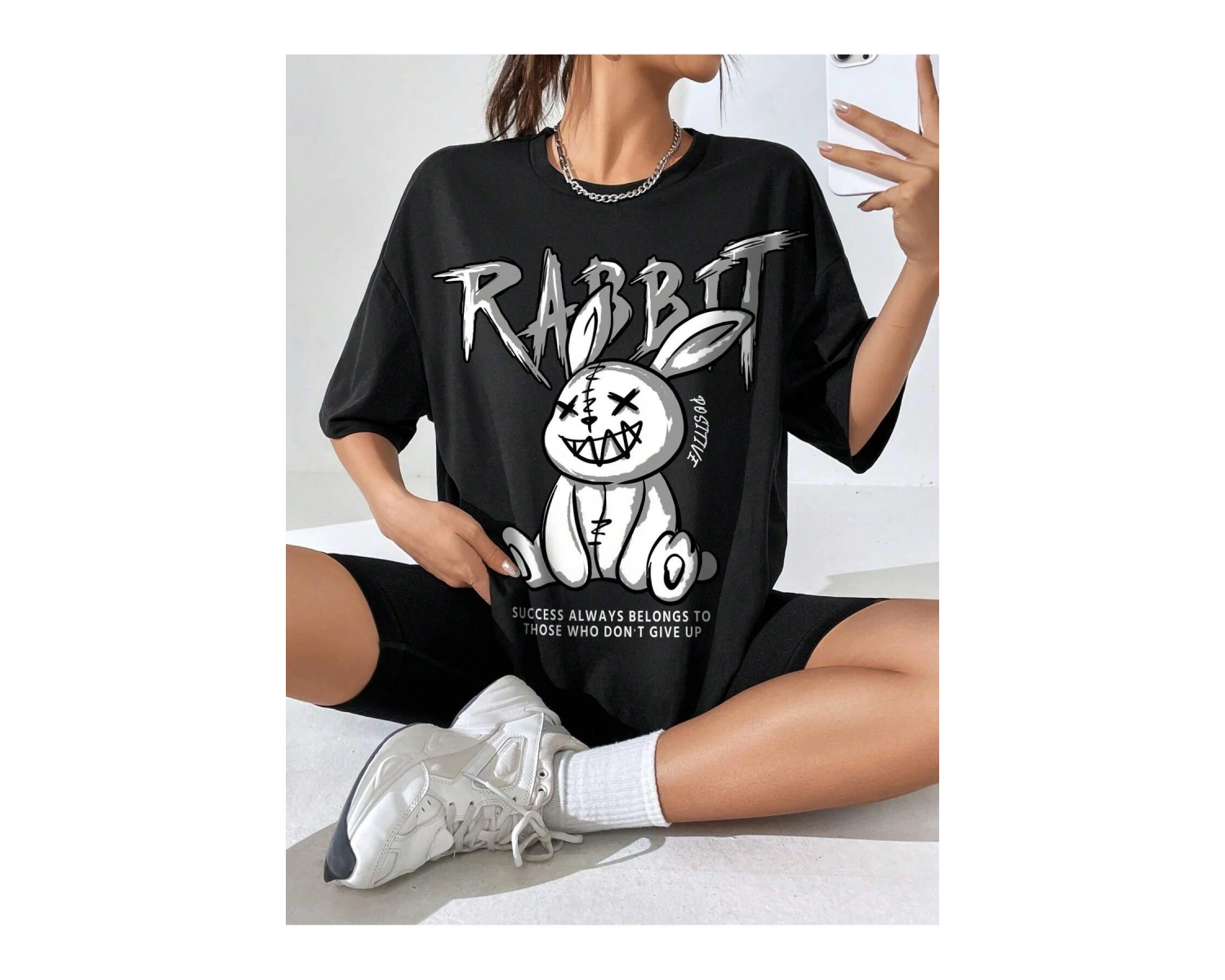 Karikatür ve Grafik tasarım Oversize T-shirt Cartoon/Letter serisi kod34