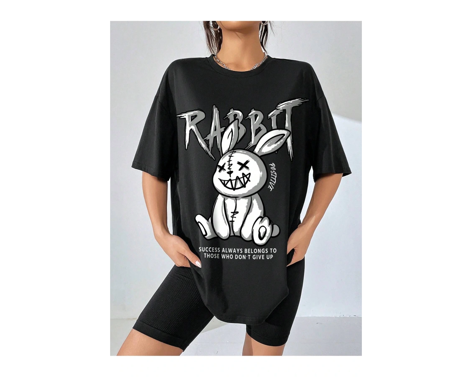 Karikatür ve Grafik tasarım Oversize T-shirt Cartoon/Letter serisi kod34