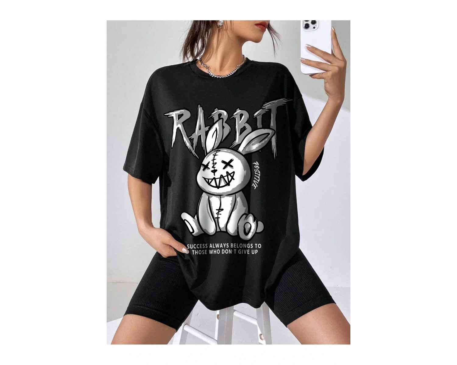 Karikatür ve Grafik tasarım Oversize T-shirt Cartoon/Letter serisi kod34