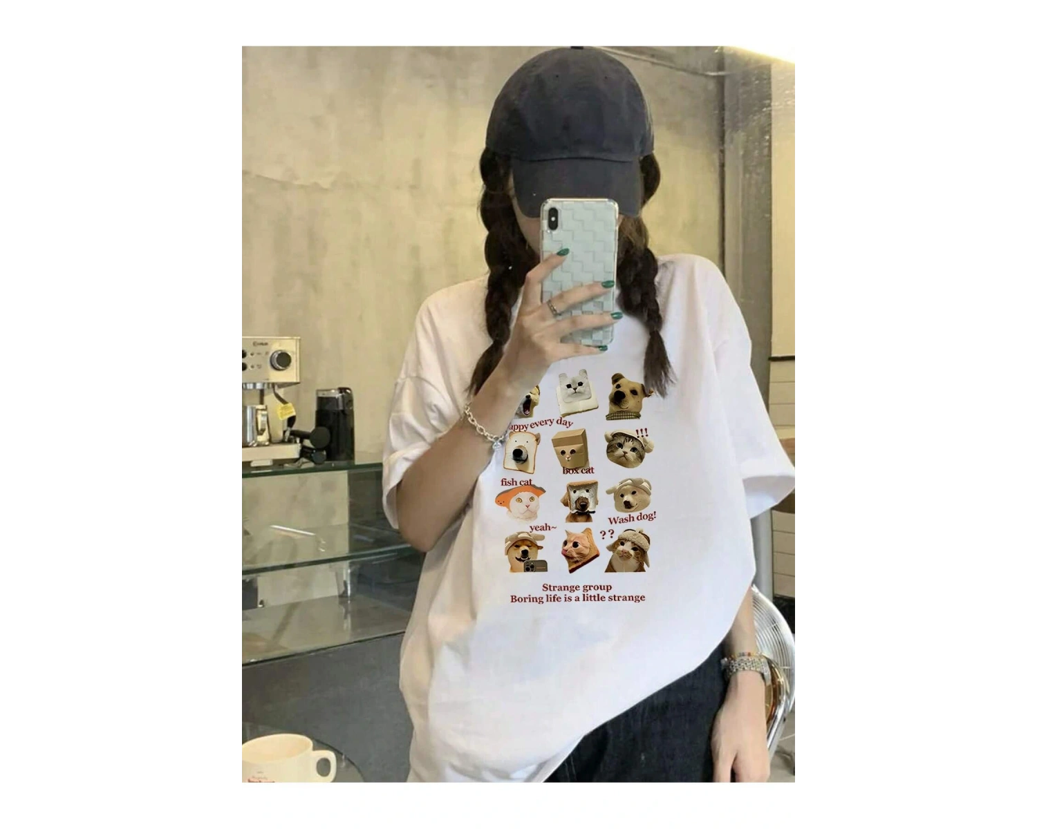 Karikatür ve Grafik tasarım Oversize T-shirt Cartoon/Letter serisi kod367