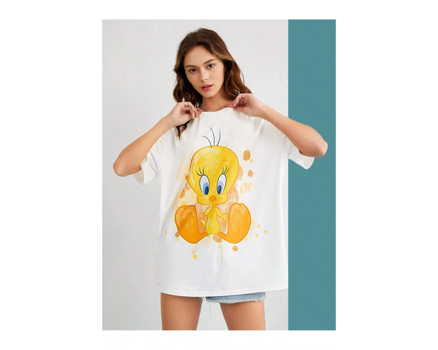 Karikatür ve Grafik tasarım Oversize T-shirt Cartoon/Letter serisi kod393