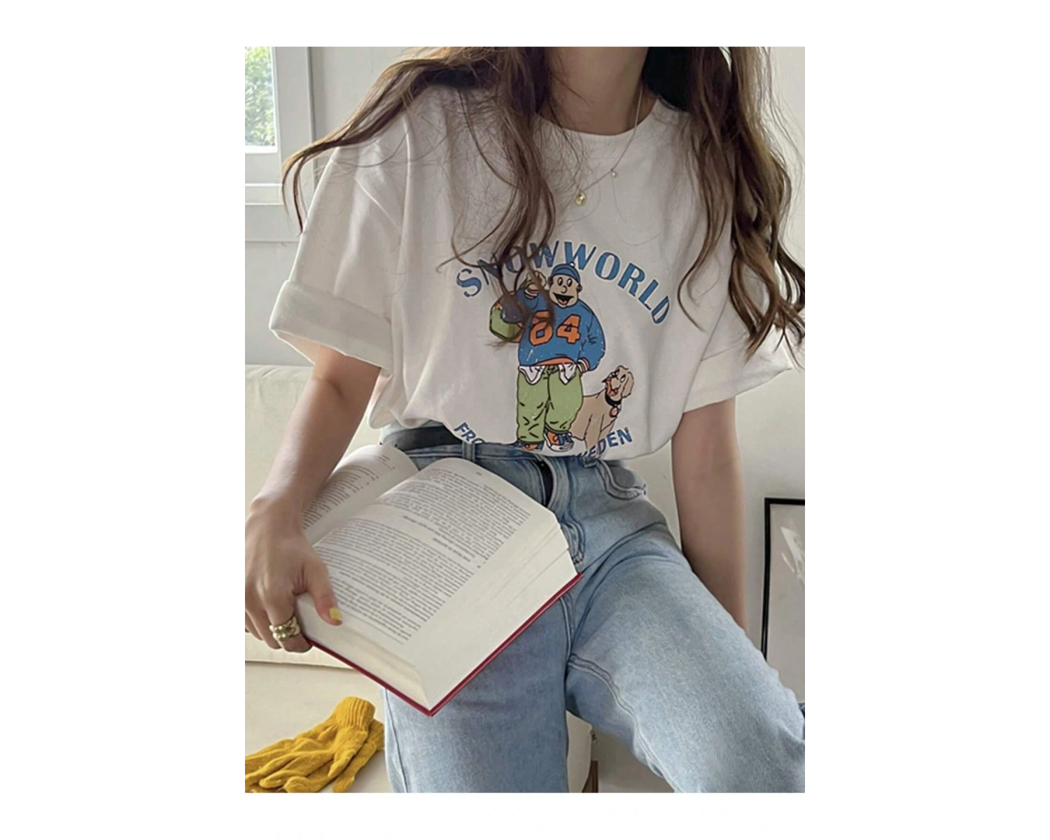 Karikatür ve Grafik tasarım Oversize T-shirt Cartoon/Letter serisi kod394