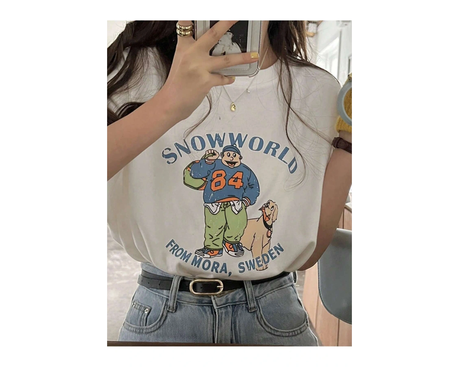 Karikatür ve Grafik tasarım Oversize T-shirt Cartoon/Letter serisi kod394