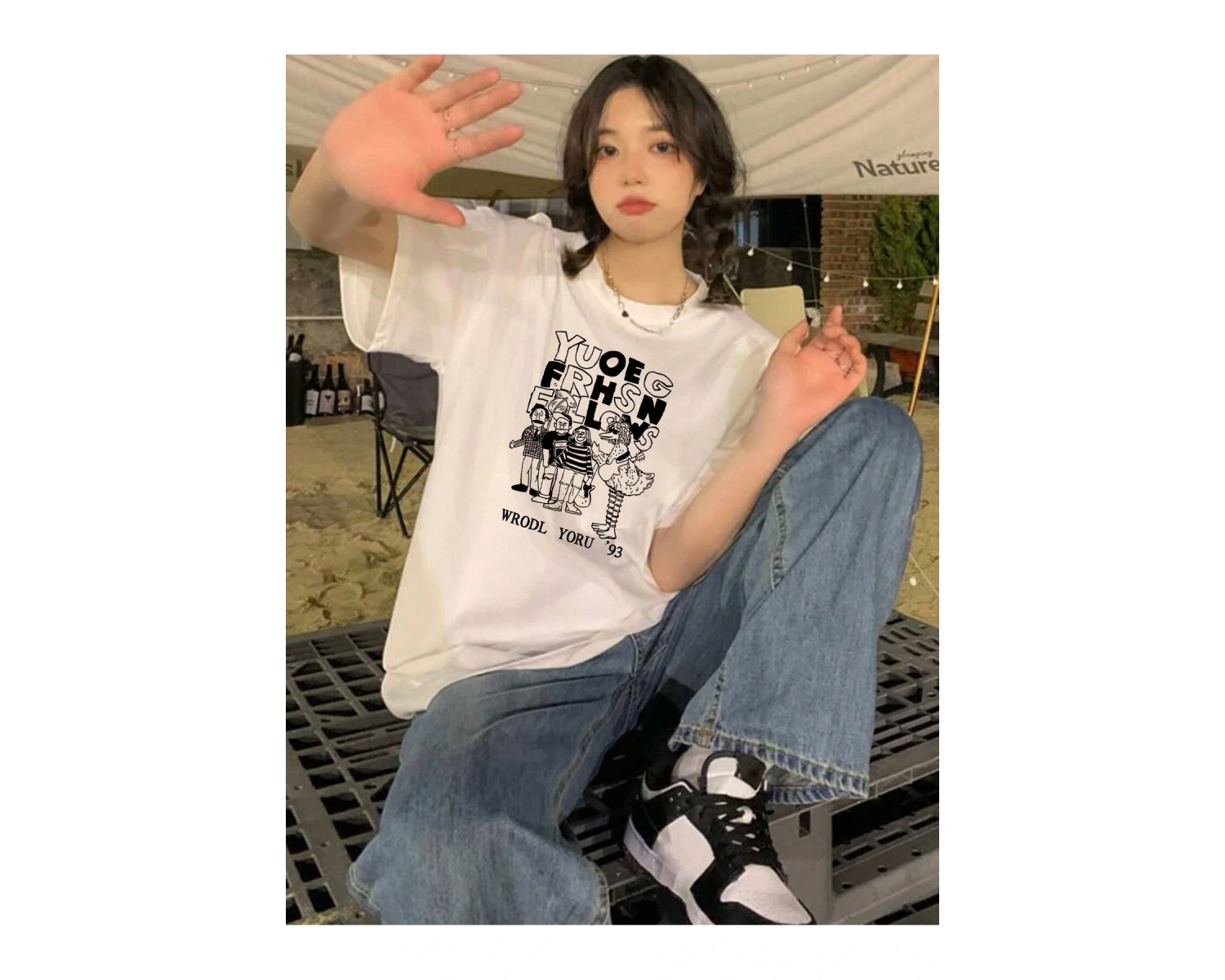 Karikatür ve Grafik tasarım Oversize T-shirt Cartoon/Letter serisi kod428