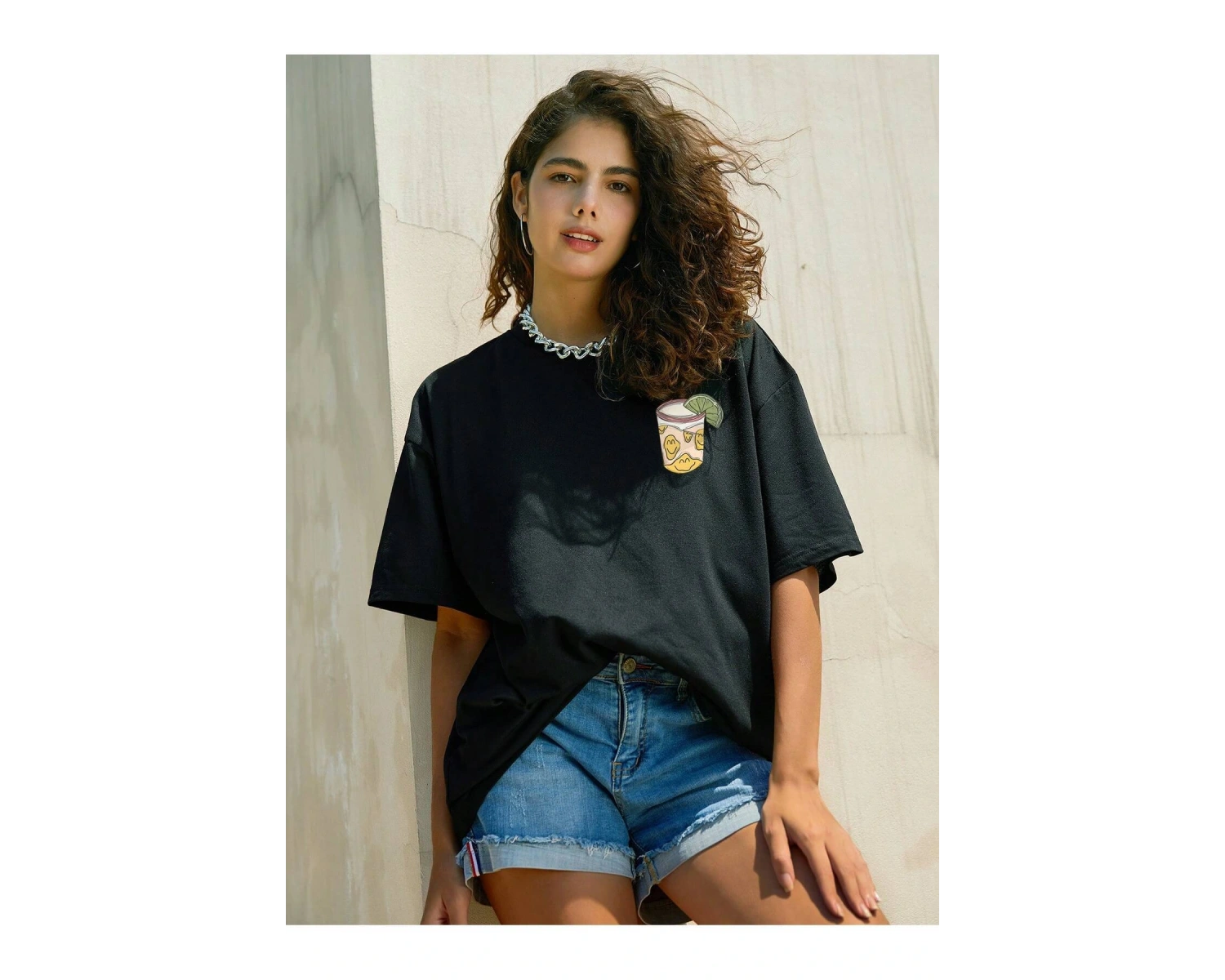 Karikatür ve Grafik tasarım Oversize T-shirt Cartoon/Letter serisi kod544