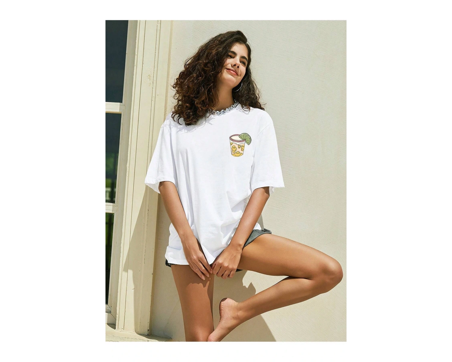 Karikatür ve Grafik tasarım Oversize T-shirt Cartoon/Letter serisi kod544