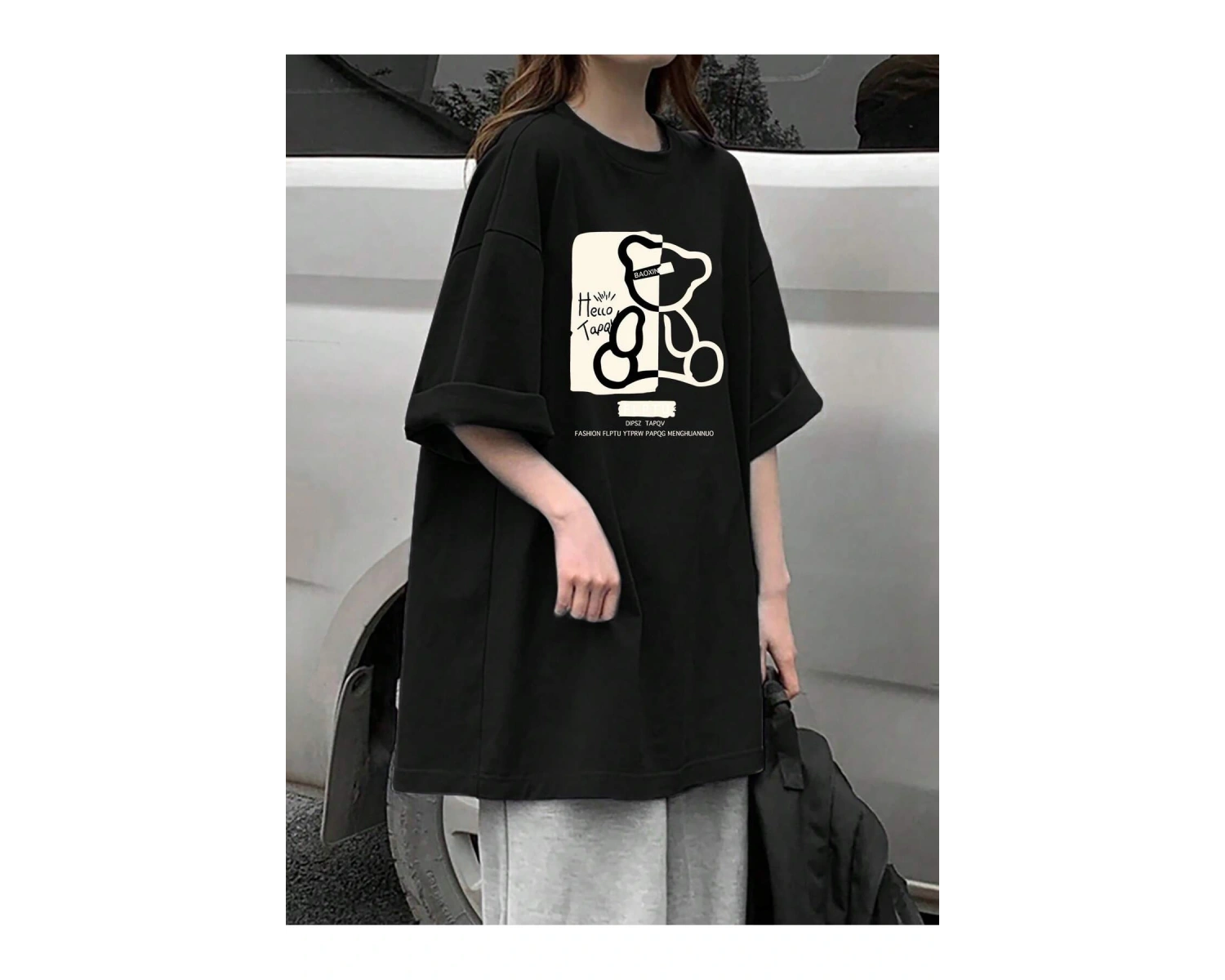 Karikatür ve Grafik tasarım Oversize T-shirt Cartoon/Letter serisi kod584