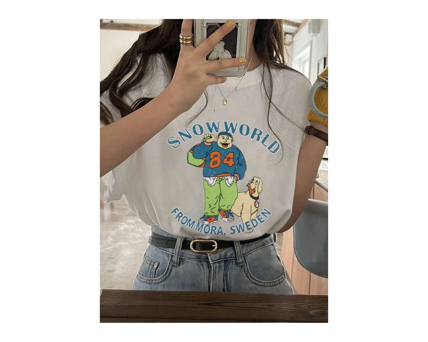 Karikatür ve Grafik tasarım Oversize T-shirt Cartoon/Letter serisi kod635