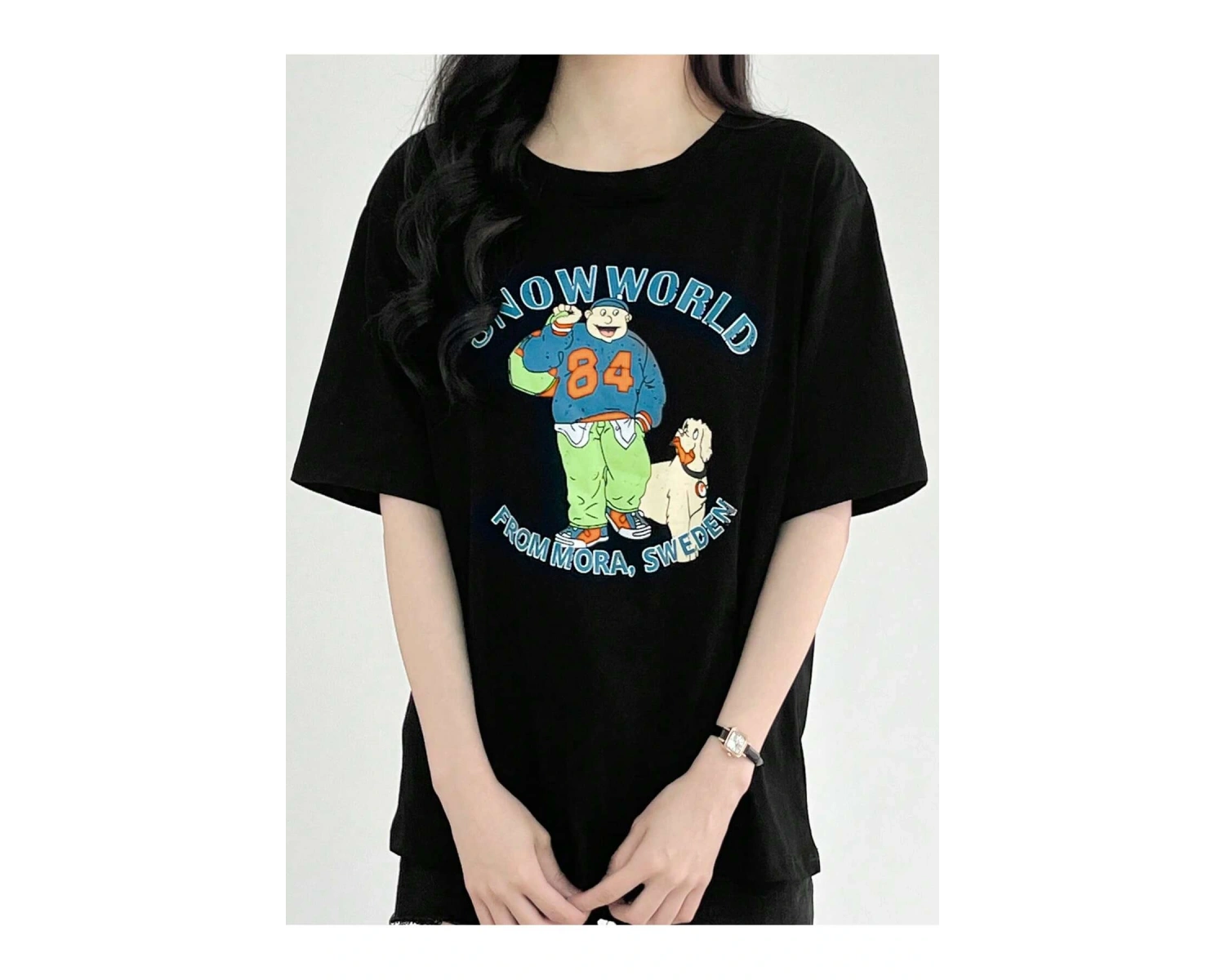 Karikatür ve Grafik tasarım Oversize T-shirt Cartoon/Letter serisi kod635