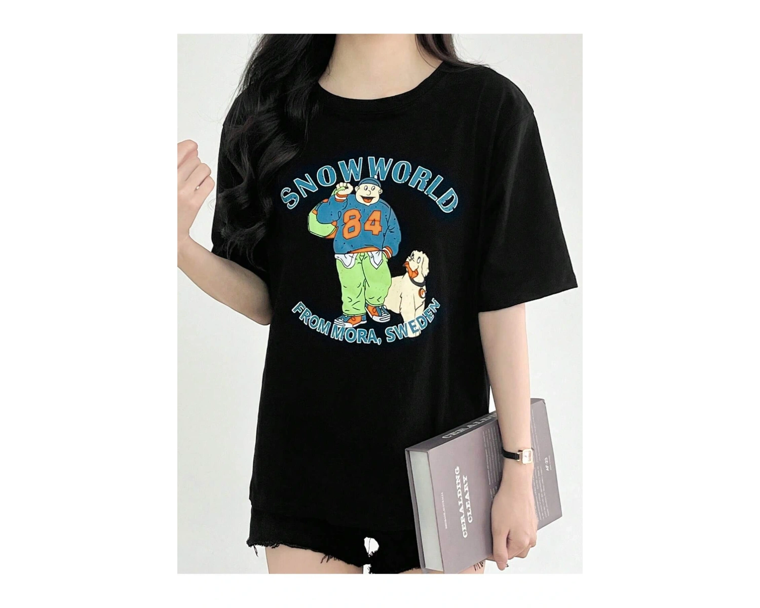 Karikatür ve Grafik tasarım Oversize T-shirt Cartoon/Letter serisi kod635