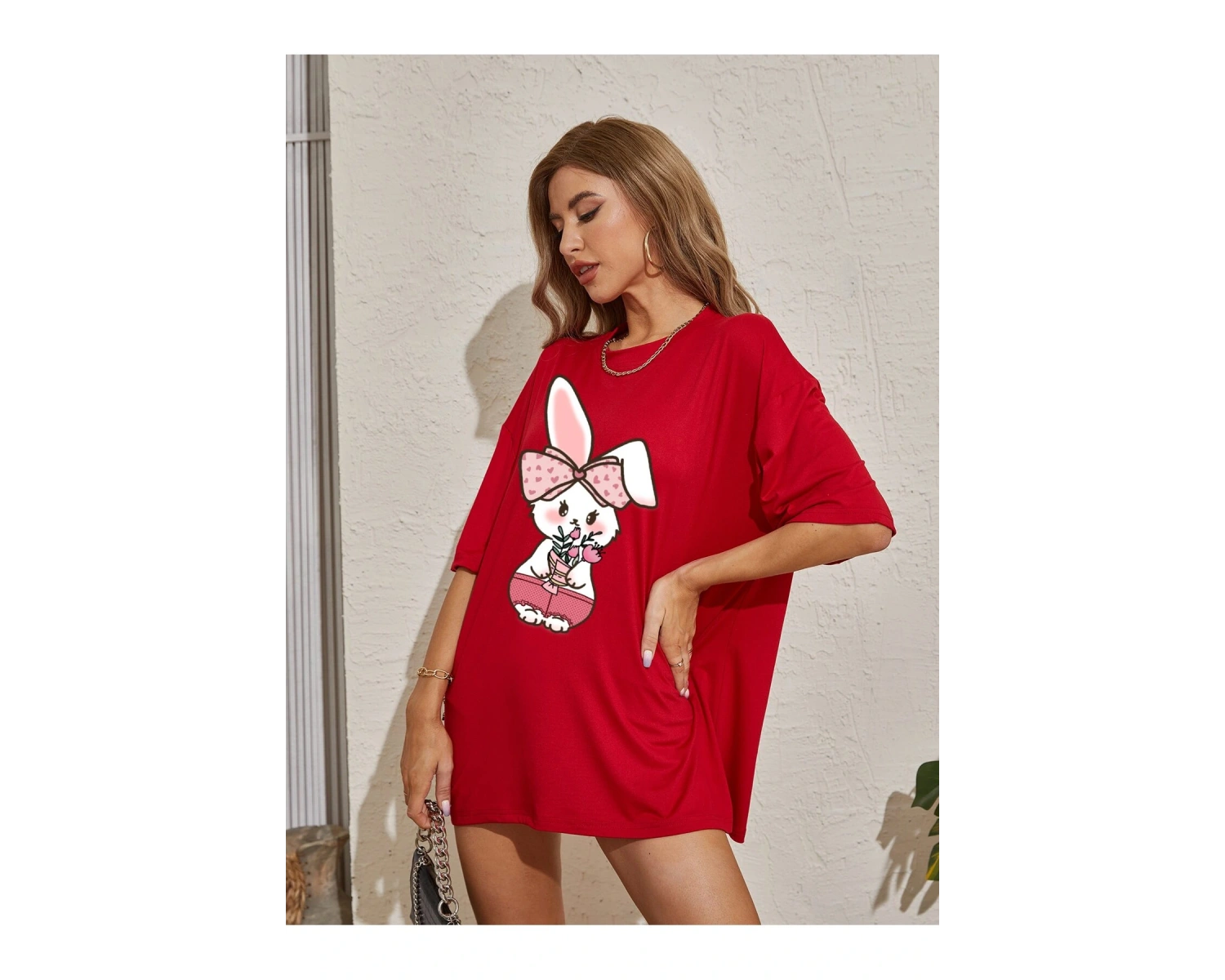 Karikatür ve Grafik tasarım Oversize T-shirt Cartoon/Letter serisi kod685