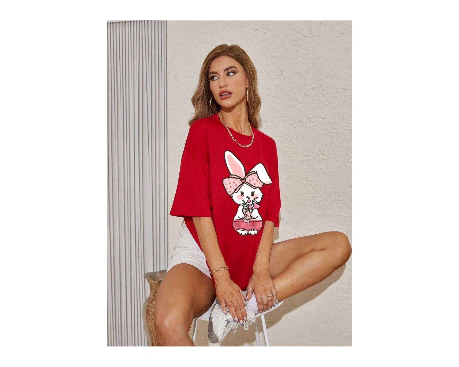 Karikatür ve Grafik tasarım Oversize T-shirt Cartoon/Letter serisi kod685