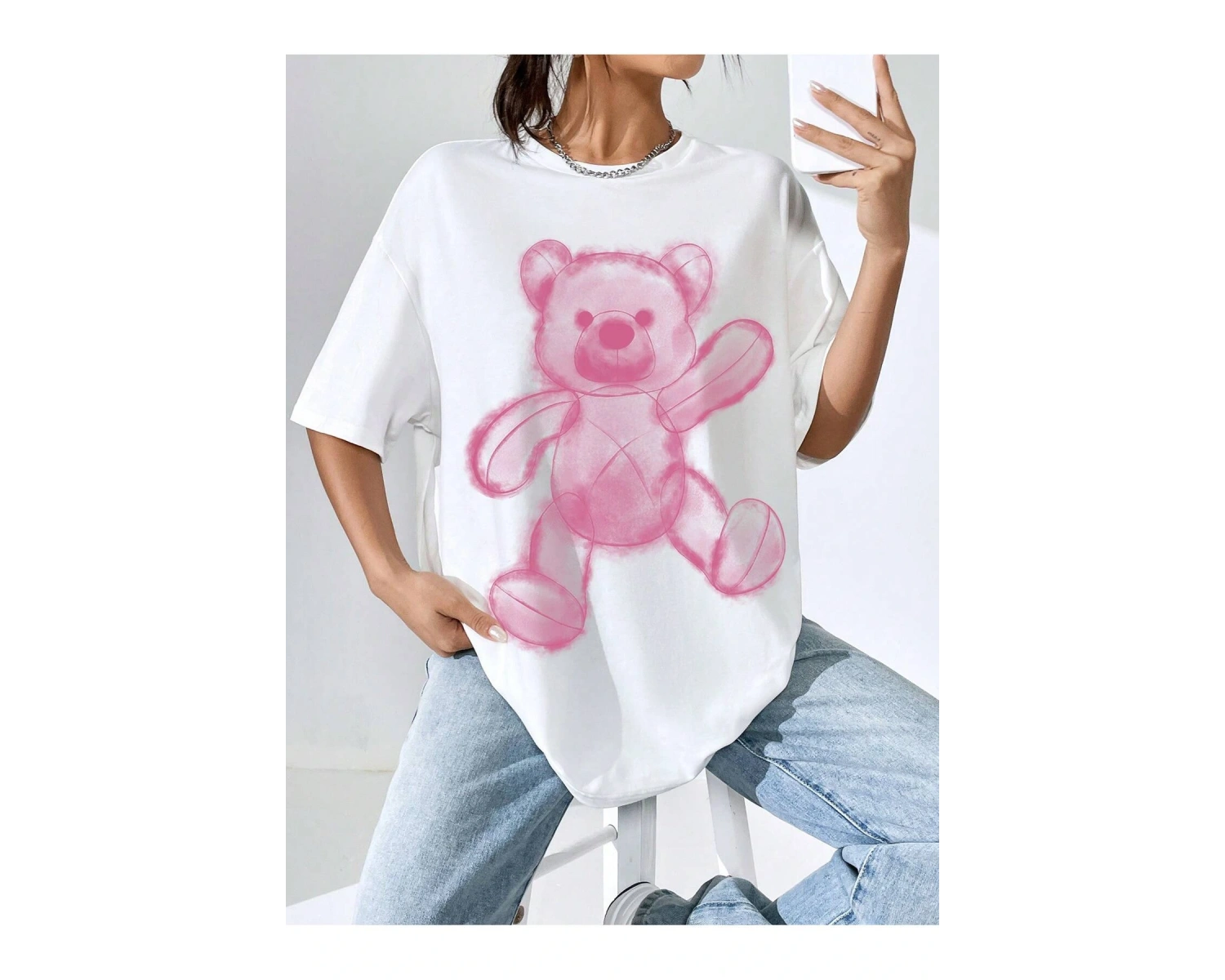 Karikatür ve Grafik tasarım Oversize T-shirt Cartoon/Letter serisi kod759