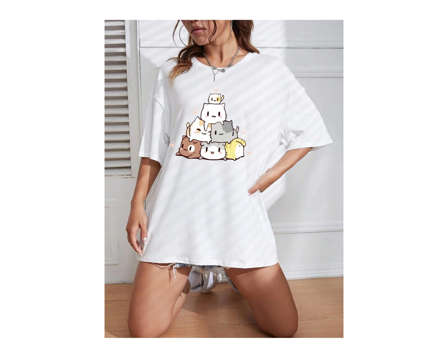 Karikatür ve Grafik tasarım Oversize T-shirt Cartoon/Letter serisi kod819