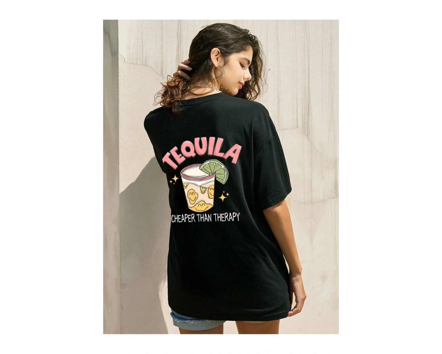 Karikatür ve Grafik tasarım Oversize T-shirt Cartoon/Letter serisi kod828