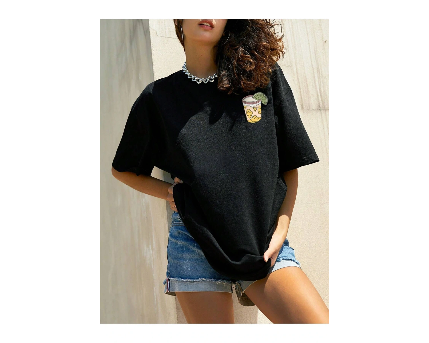 Karikatür ve Grafik tasarım Oversize T-shirt Cartoon/Letter serisi kod828