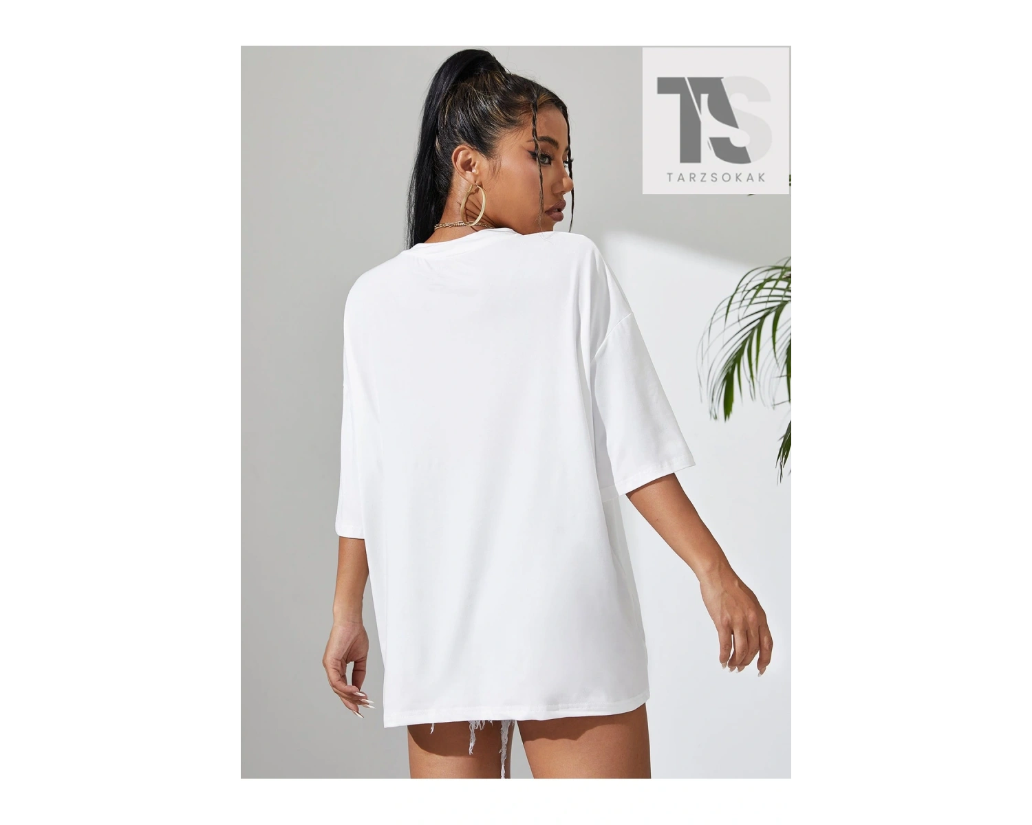 Karikatür Yüz Baskı Damla Omuz Tişört