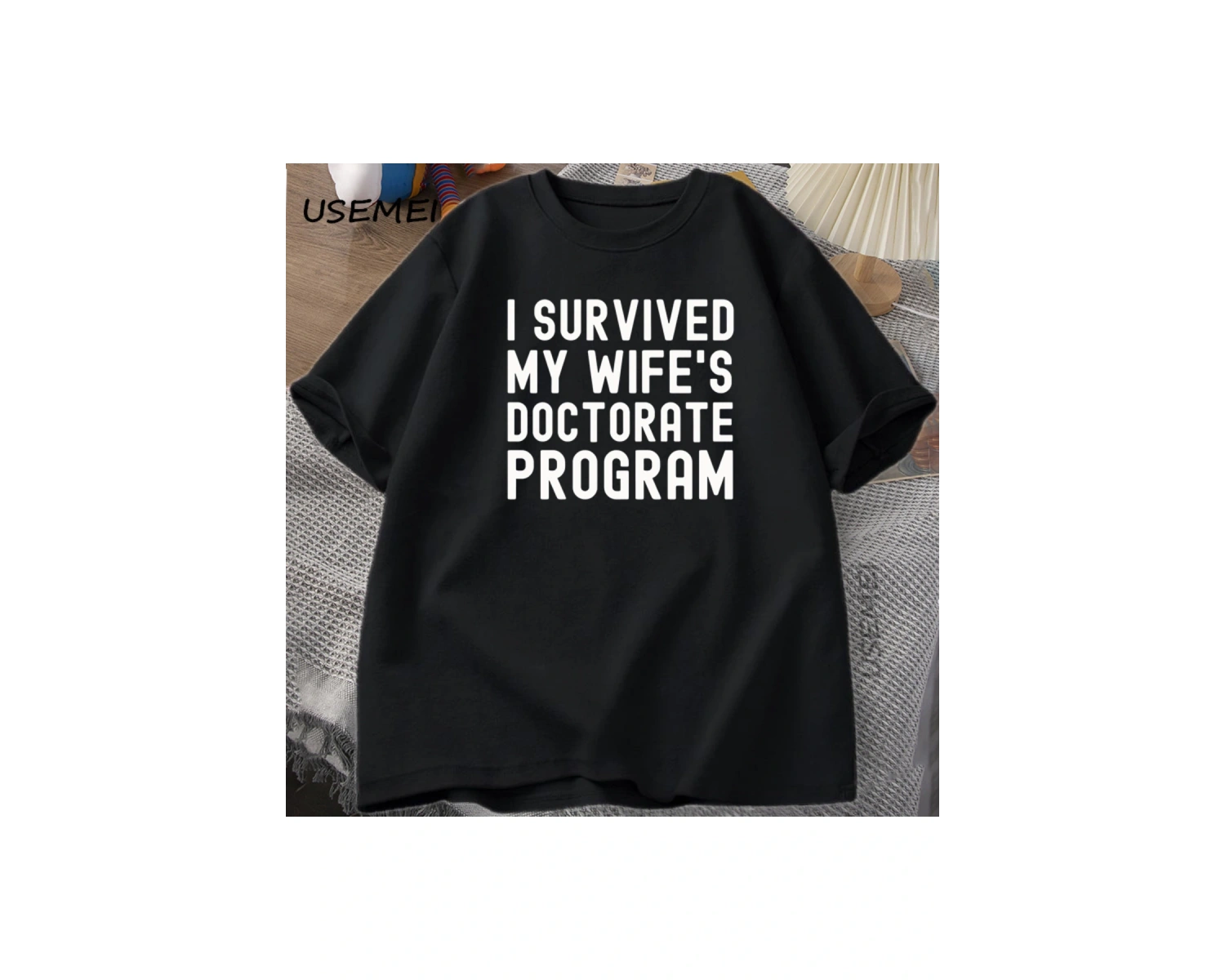 Karımın doktora programını hayatta kaldım T-Shirt komik PHD mezuniyet hediyesi Tee koca erkek 2942