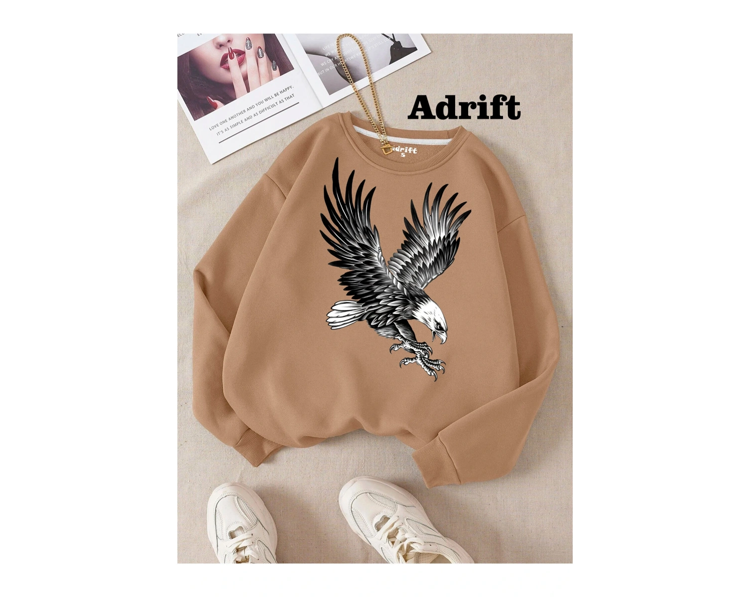 Kartal Köstebek Sokak Trend Tasarım Harajuku/Gotik Bej