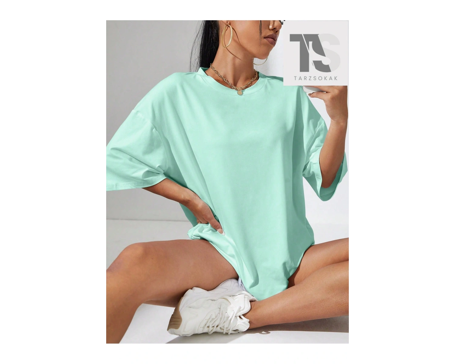 Katı Damla Omuz Tişörtü