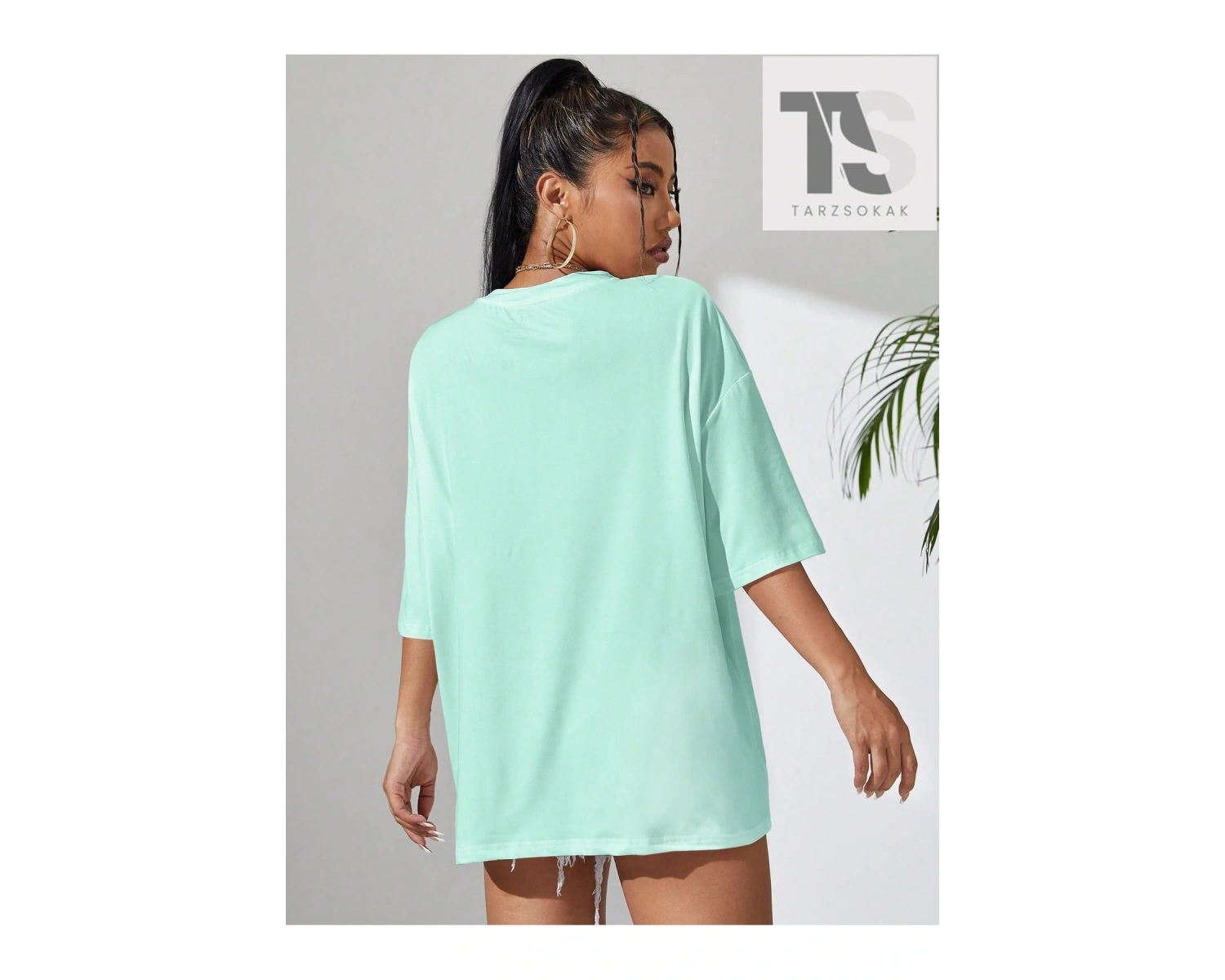 Katı Damla Omuz Tişörtü