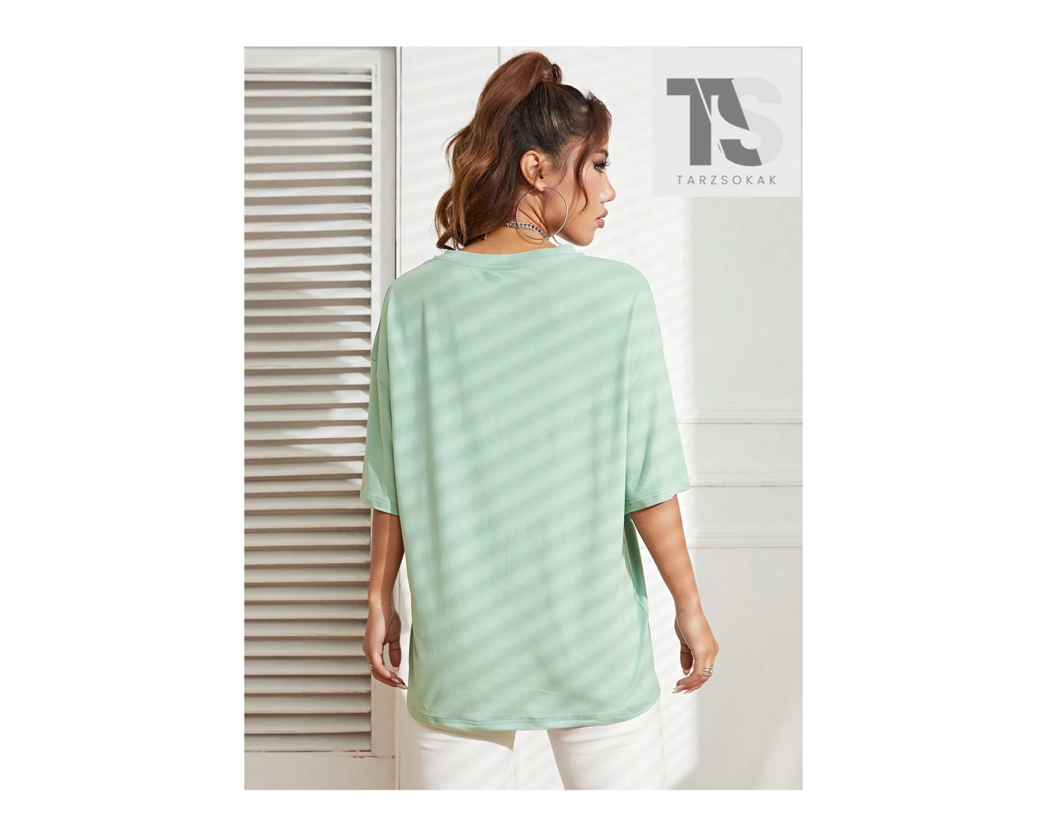 Katı Damla Omuz Tişörtü