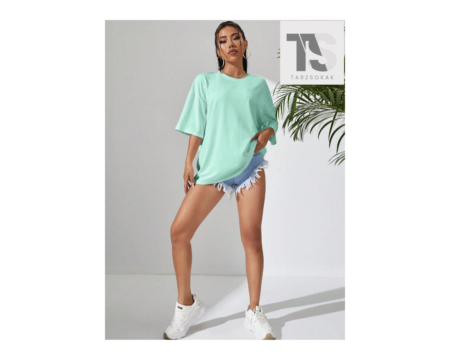 Katı Damla Omuz Tişörtü