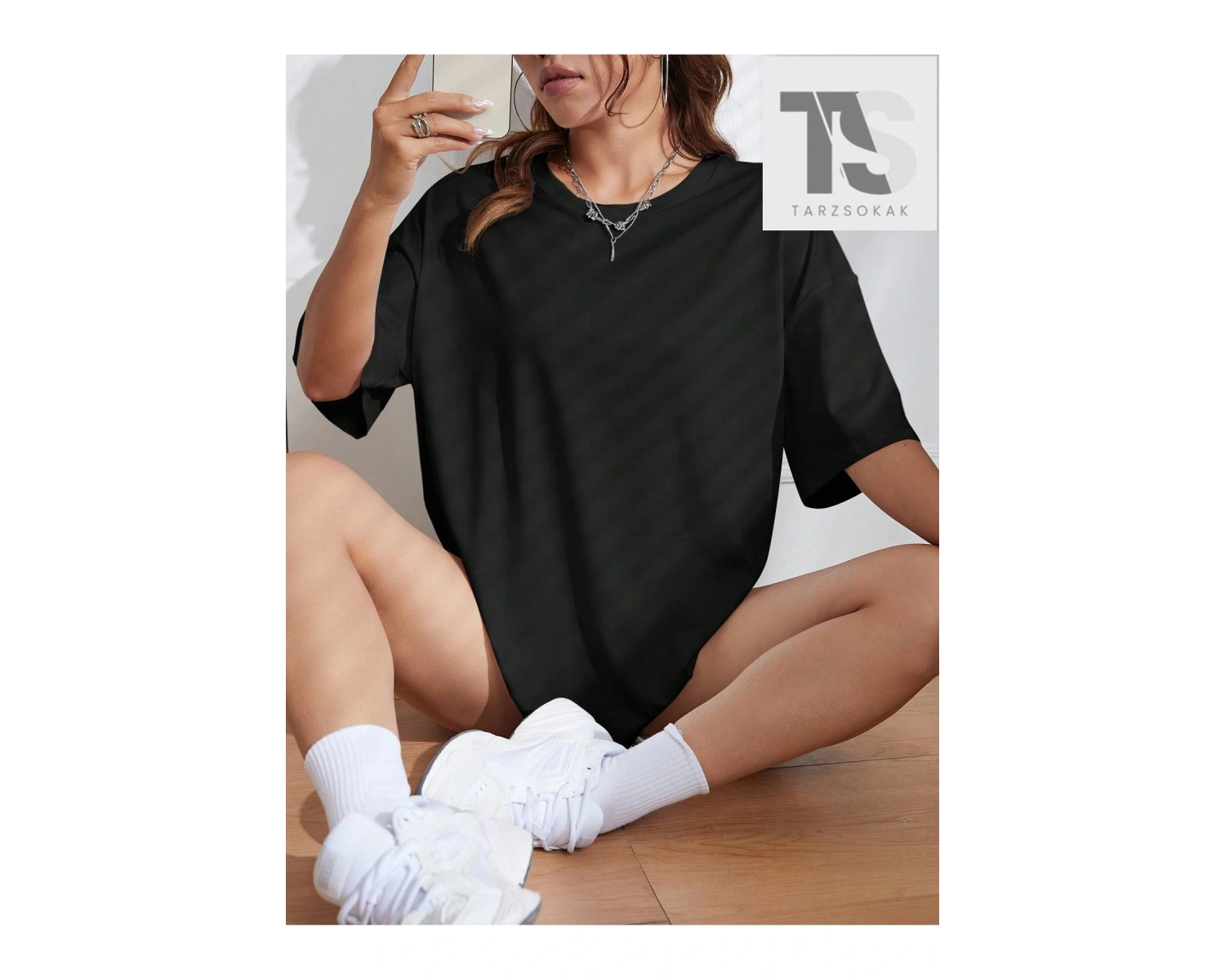 Katı Düşük Omuz Büyük Boy Tişört