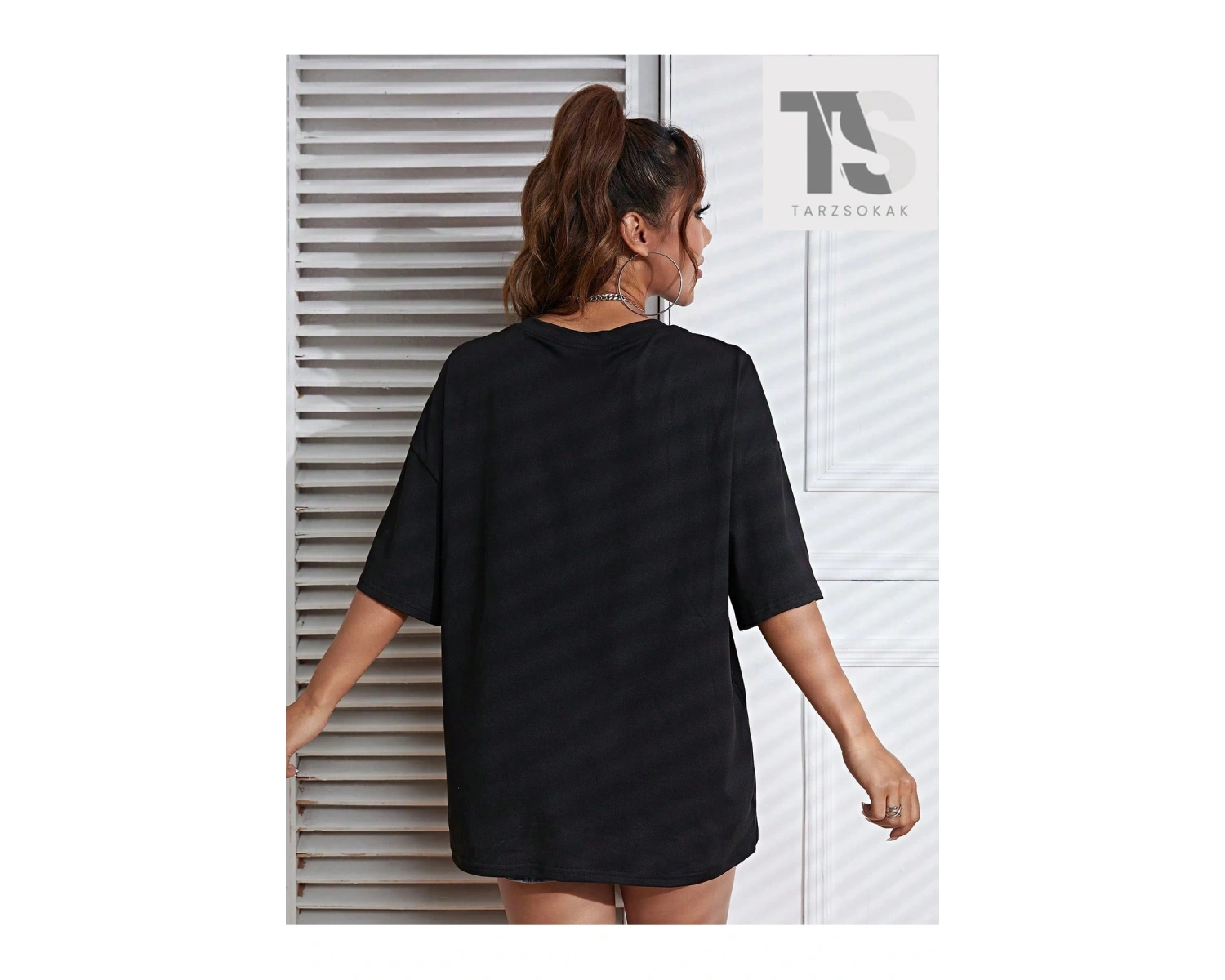 Katı Düşük Omuz Büyük Boy Tişört