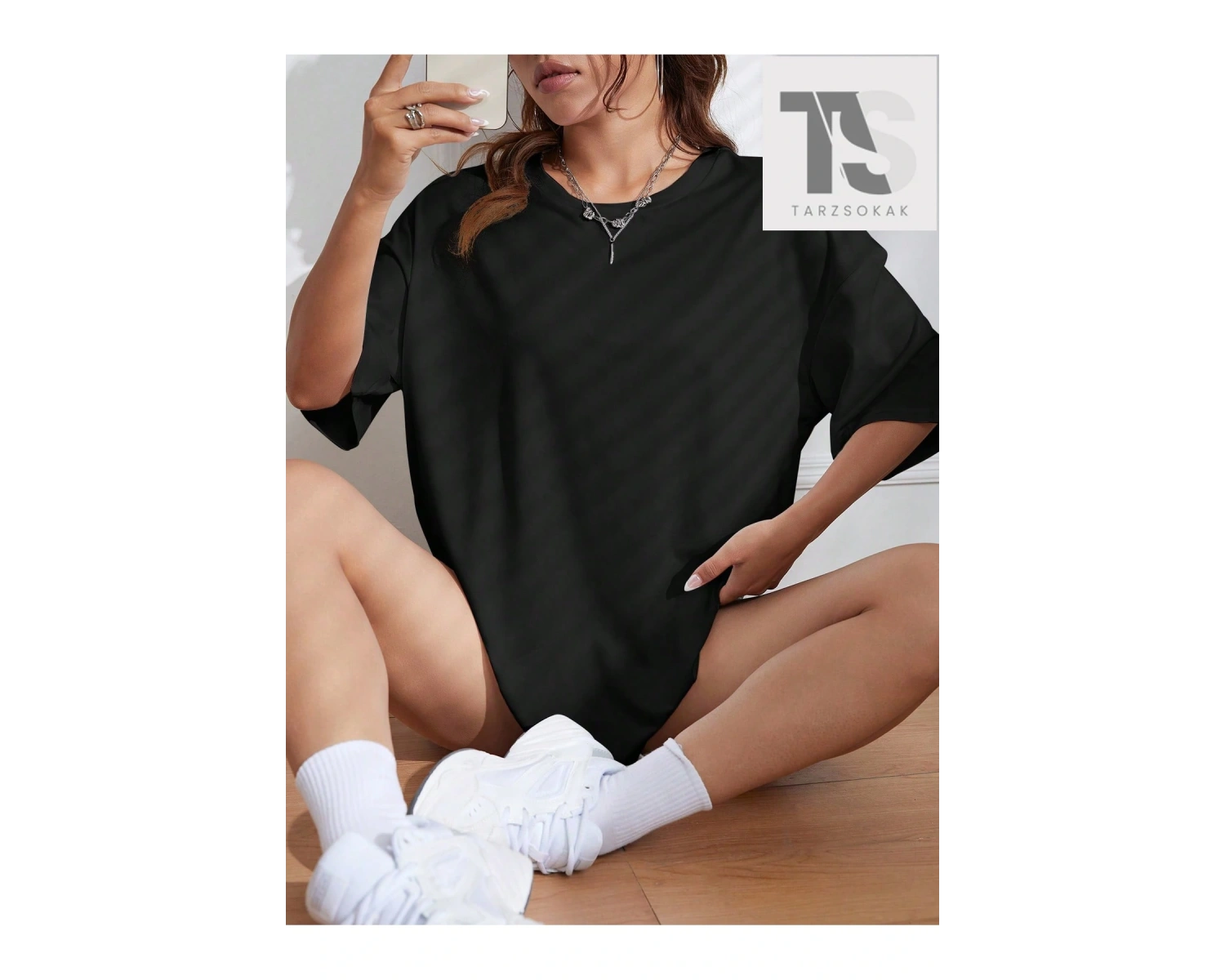 Katı Düşük Omuz Büyük Boy Tişört