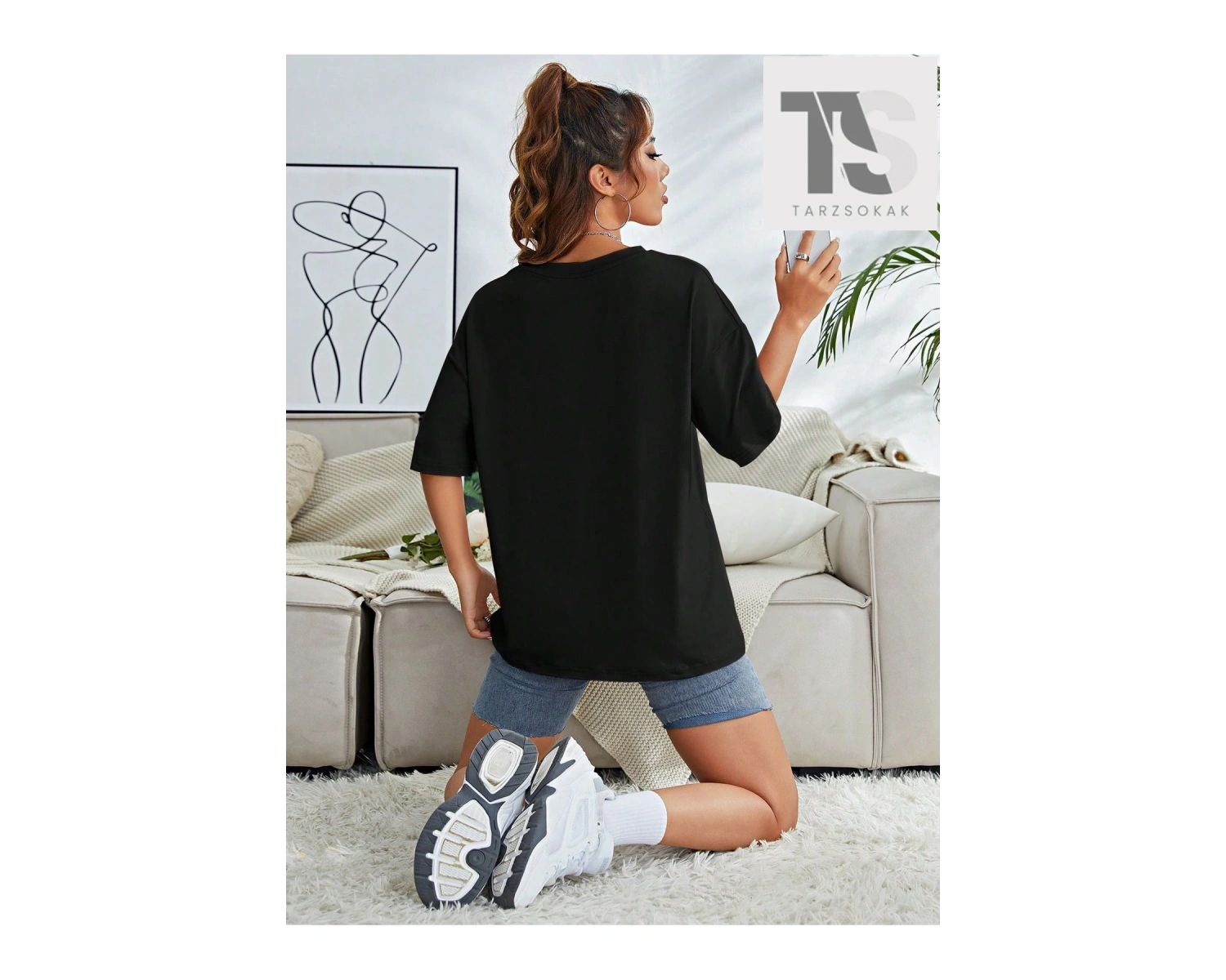 Katı Düşük Omuz Tişört