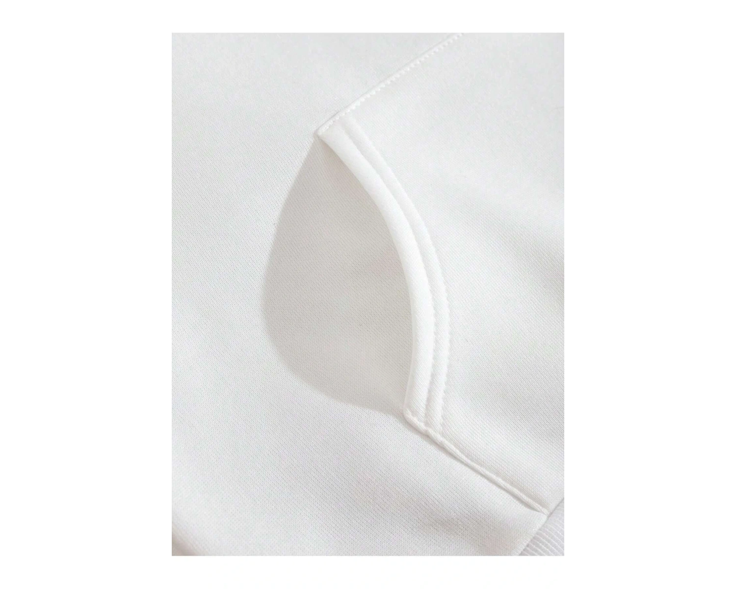 Katı Kanguru Cepli İpli Kapüşonlu Üst Beyaz