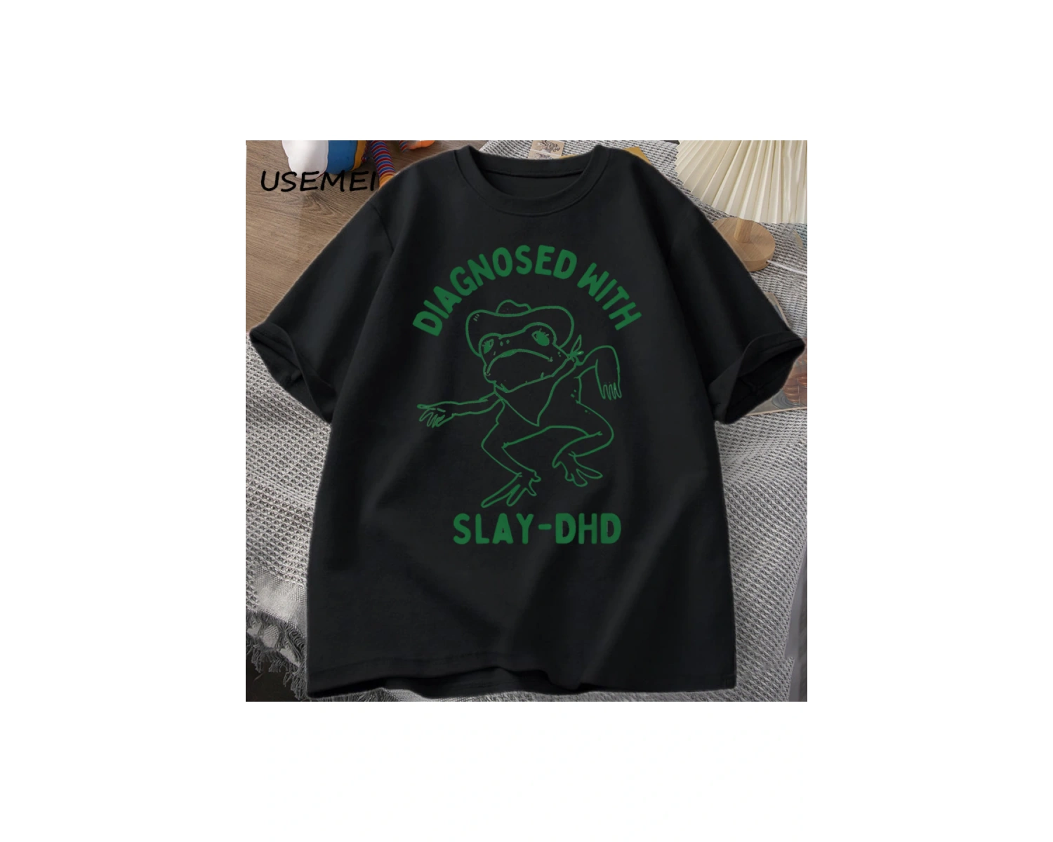 Katlet-dhd ile teşhis kadın erkek pamuklu t-shirt komik seyahat giyim yaz kurbağa grafik Tshi 2813