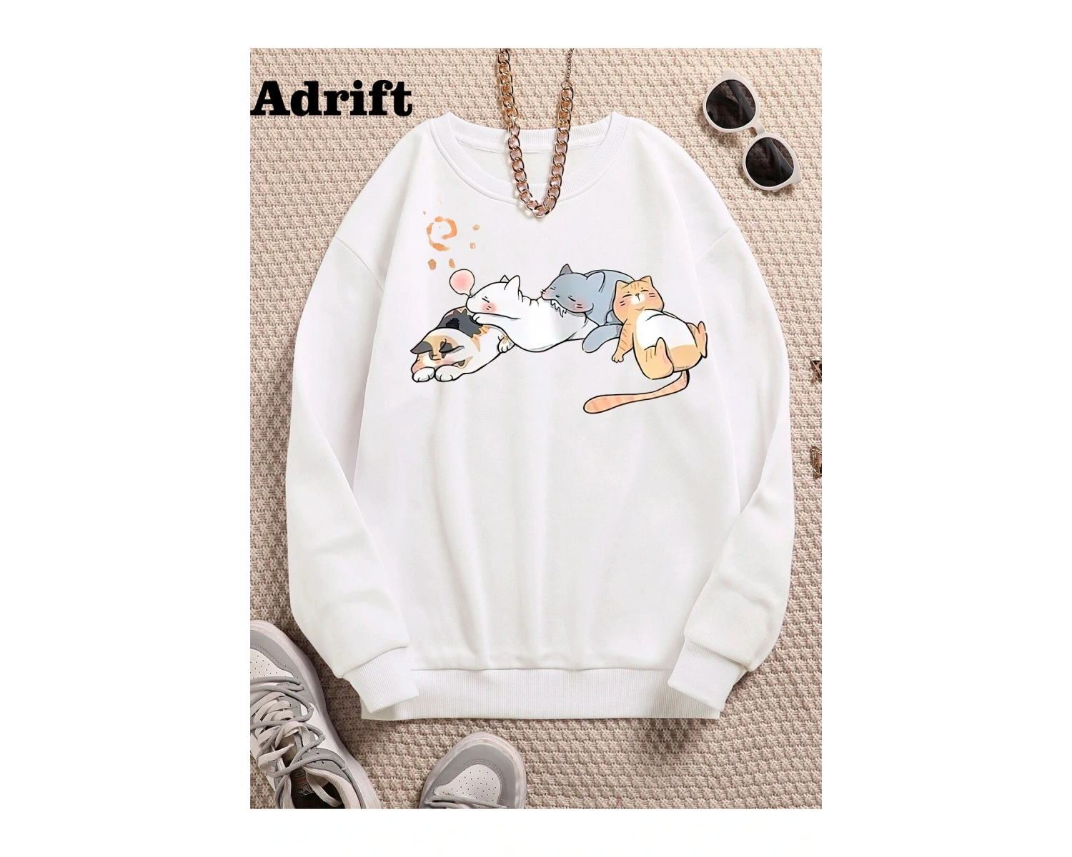 Kawai Cat Köstebek Sokak Trend Tasarım Harajuku/Gotik Beyaz