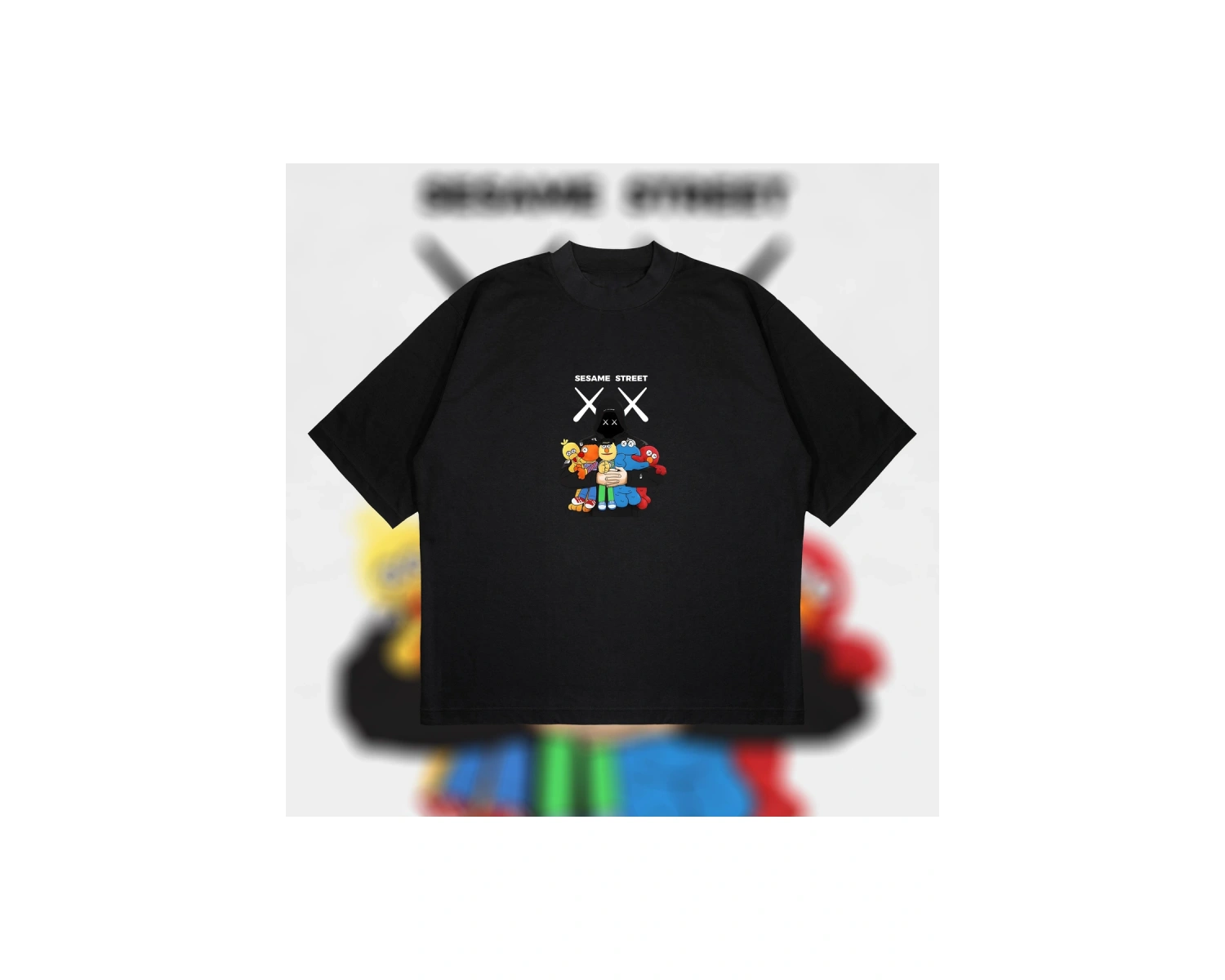 Kaws X Sesame Street Boxy Fit Oversize Unisex Tshirt – Baskılı Tişört |
