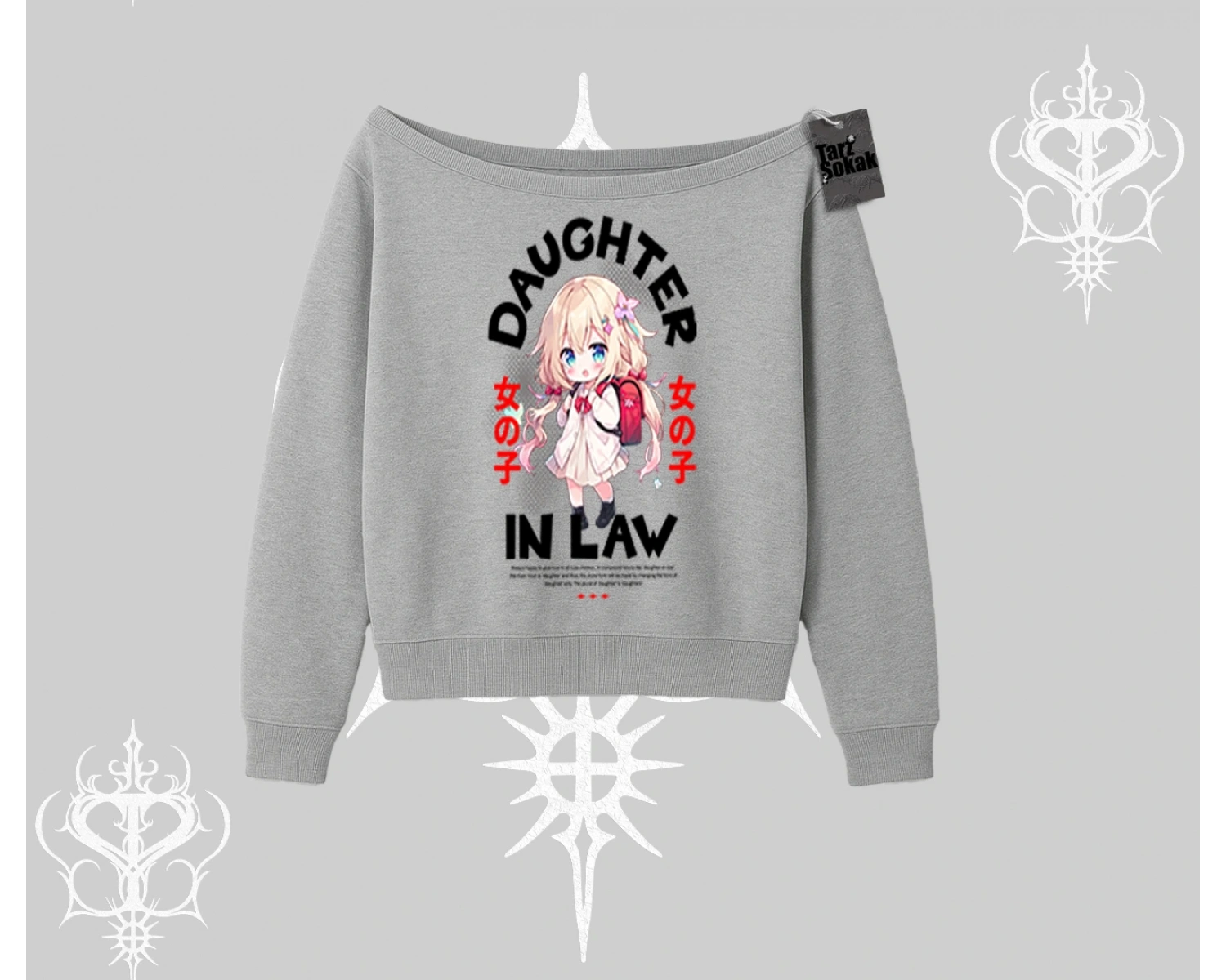Kayık Yaka Sweatshirt Anime Girl Daughter In Law Baskılı