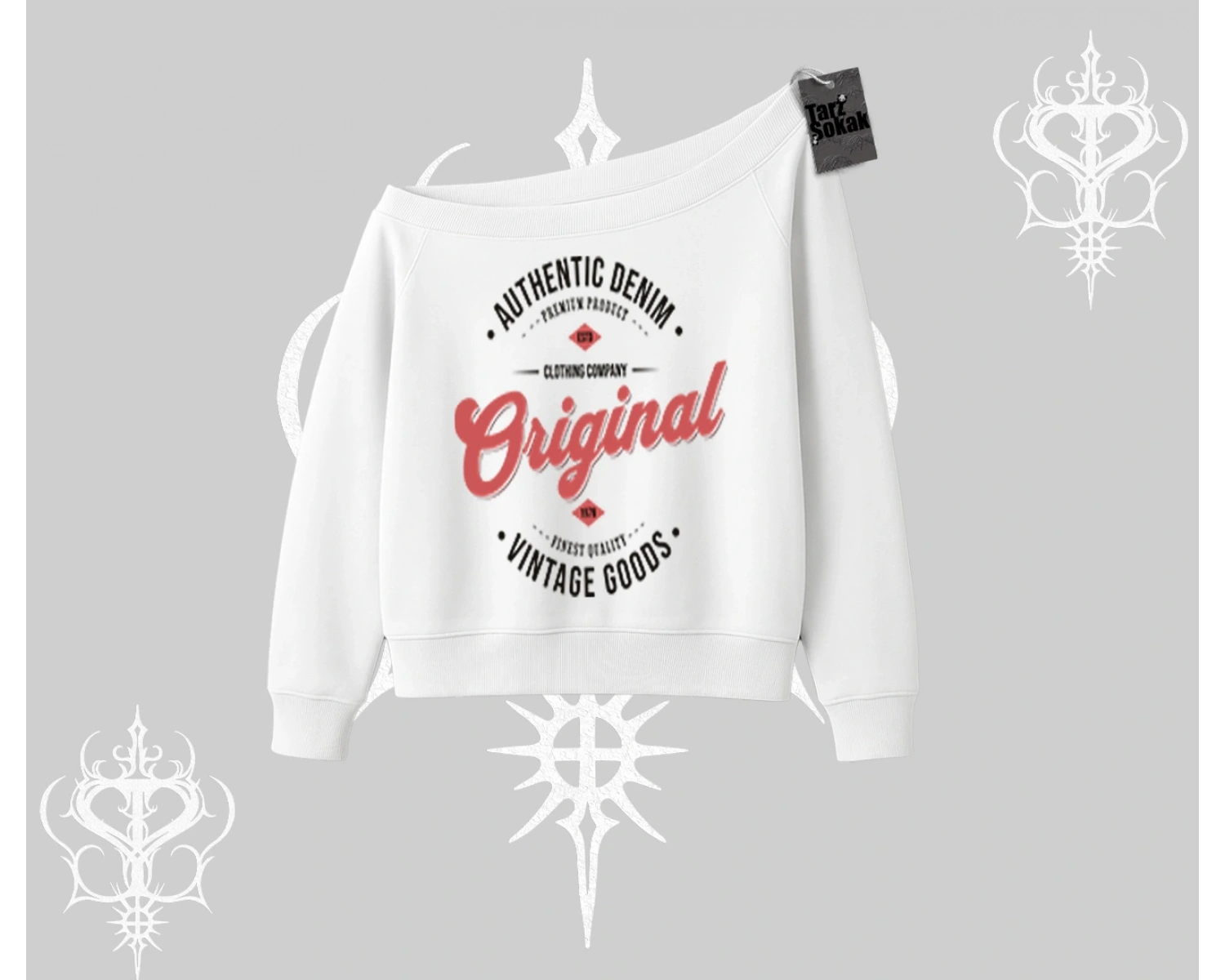 Kayık Yaka Sweatshirt Authentic Denim Original