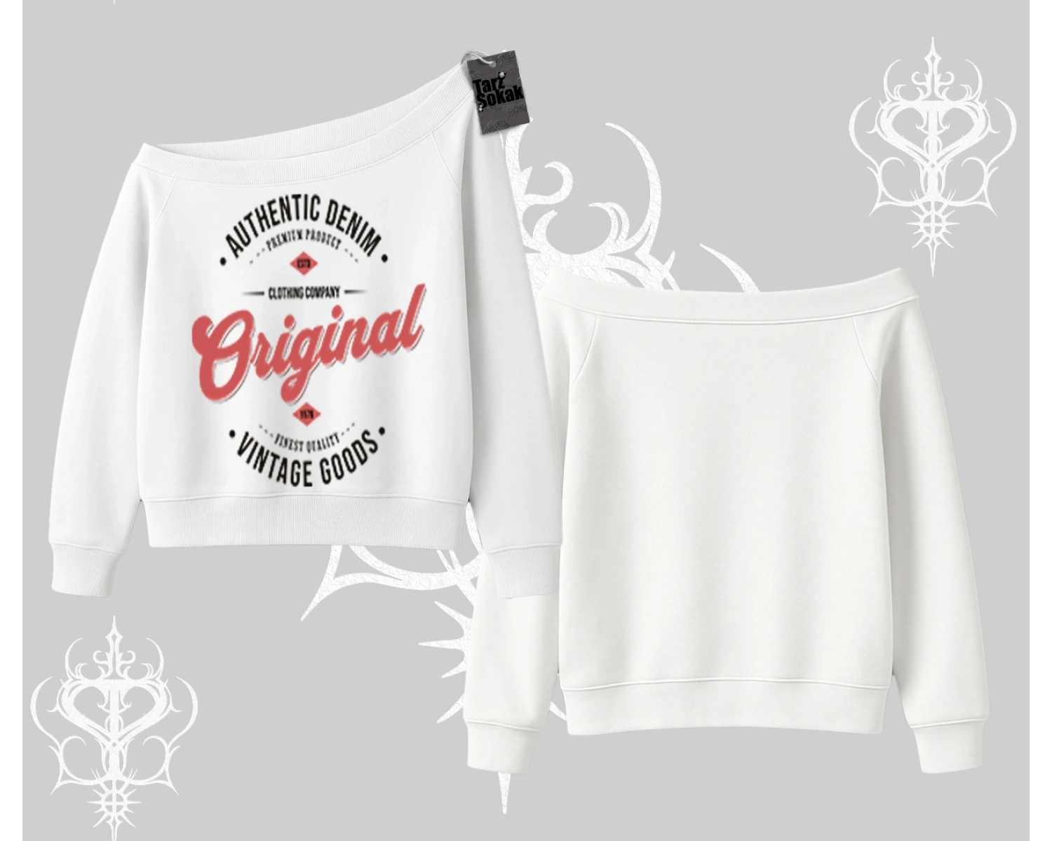 Kayık Yaka Sweatshirt Authentic Denim Original