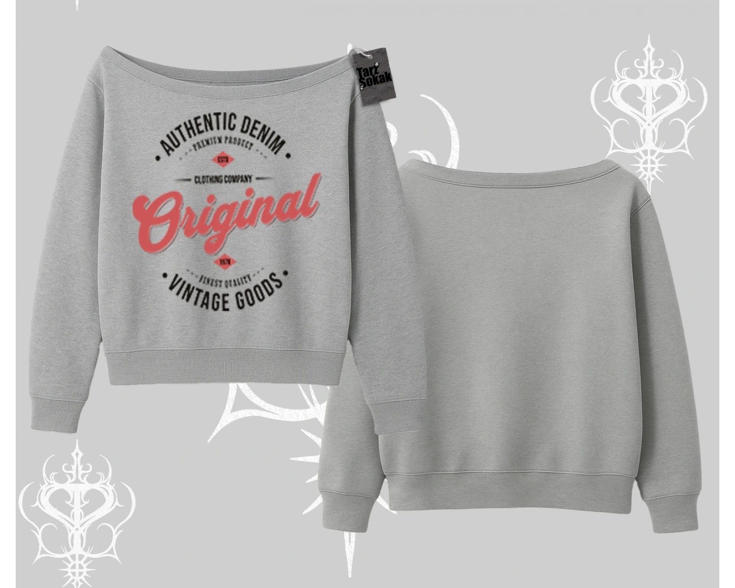 Kayık Yaka Sweatshirt Authentic Denim Original