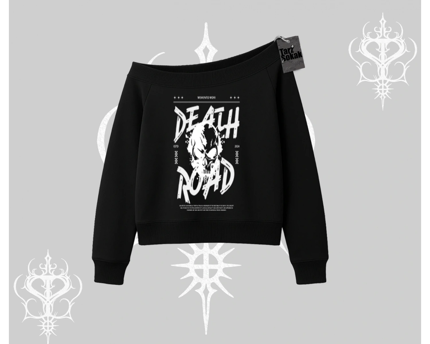 Kayık Yaka Sweatshirt Death Road Memento Mori Street Manifest