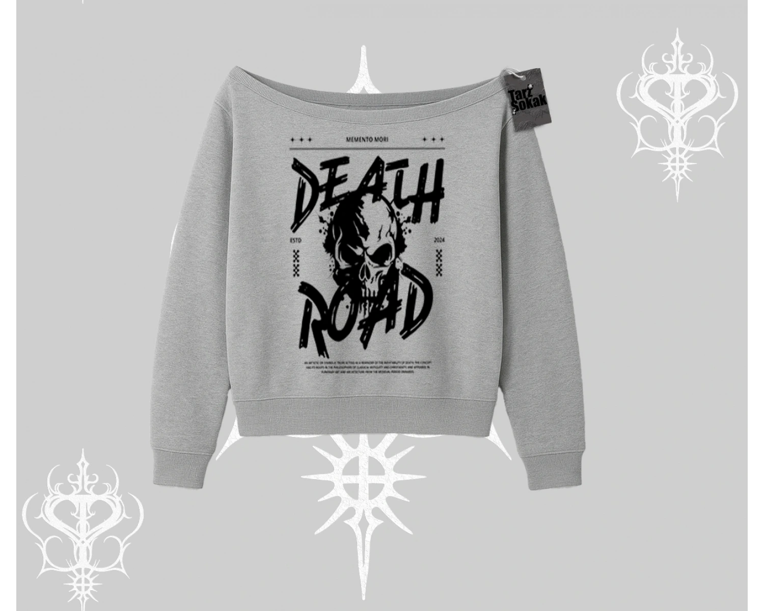 Kayık Yaka Sweatshirt Death Road Memento Mori Street Manifest