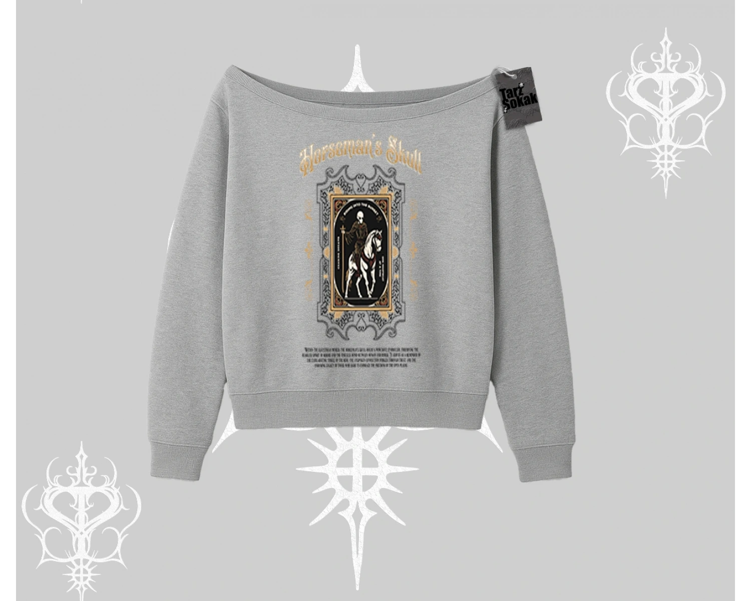 Kayık Yaka Sweatshirt Horseman’s Skull Dark Relic Street Legacy