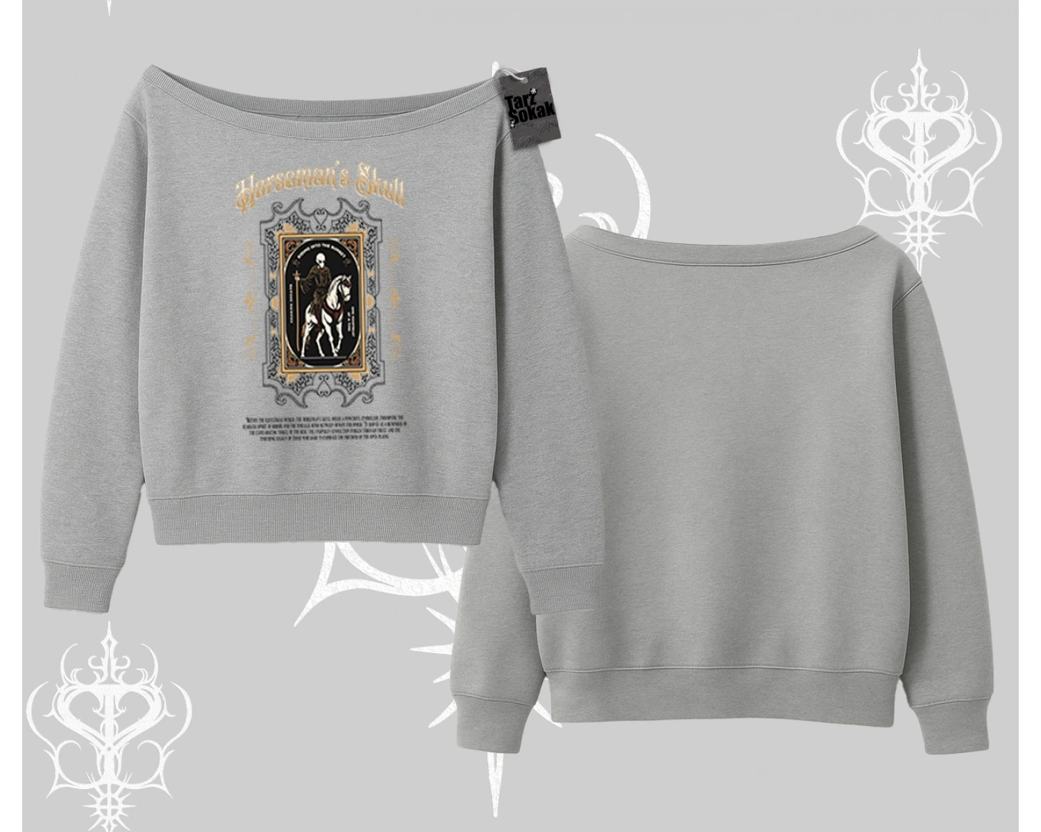 Kayık Yaka Sweatshirt Horseman’s Skull Dark Relic Street Legacy
