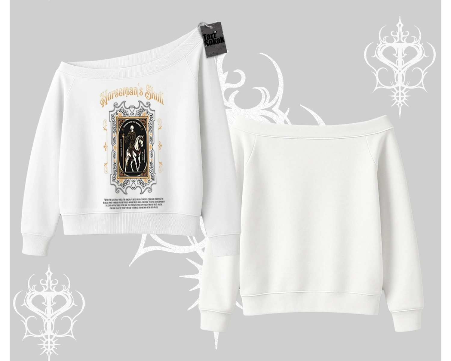 Kayık Yaka Sweatshirt Horseman’s Skull Dark Relic Street Legacy