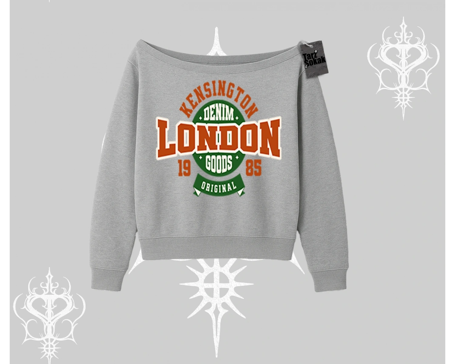 Kayık Yaka Sweatshirt London Denim 1985