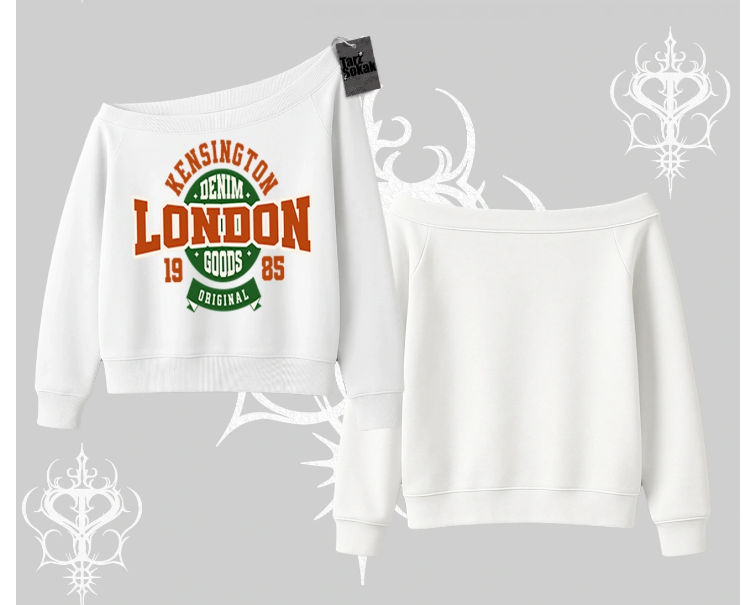 Kayık Yaka Sweatshirt London Denim 1985