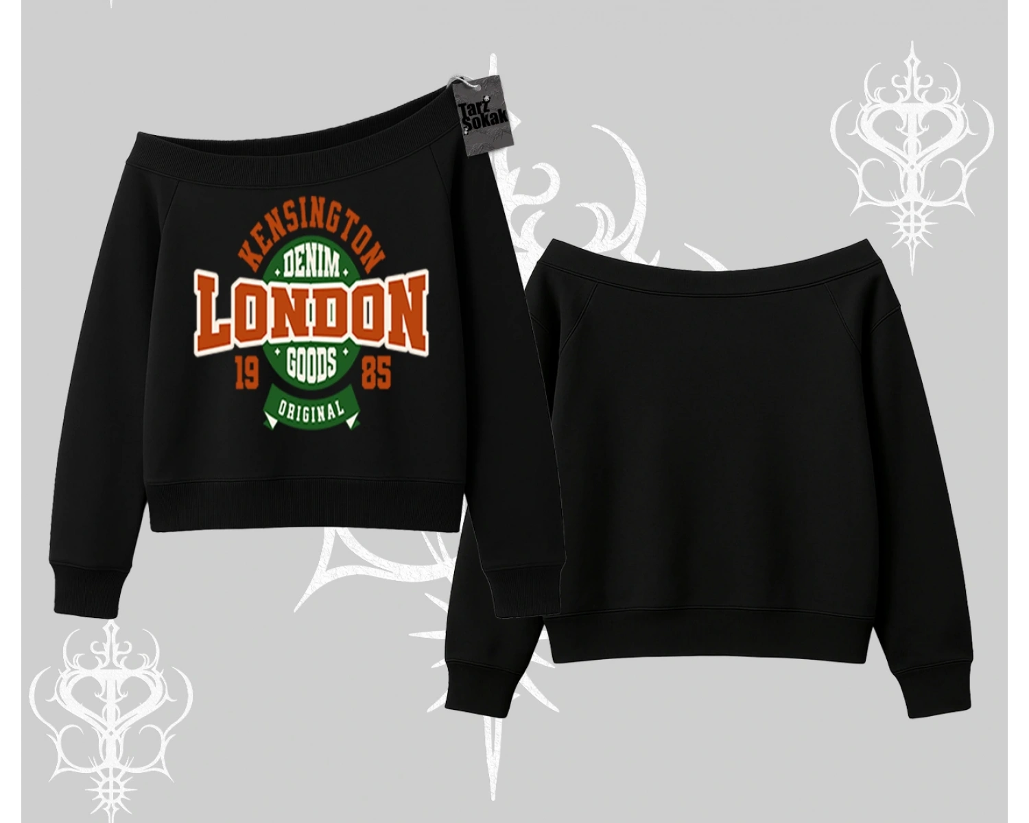 Kayık Yaka Sweatshirt London Denim 1985