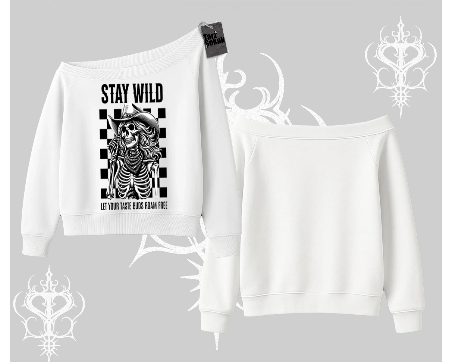 Kayık Yaka Sweatshirt Stay Wild Rock Spirit Urban Riot