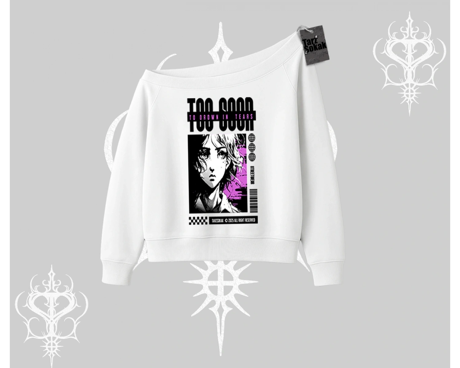 Kayık Yaka Sweatshirt Too Good Anime Girl Grafik Baskılı